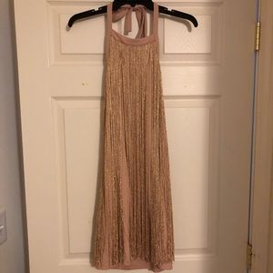 Forever21 Nude & Gold Fringe Dress